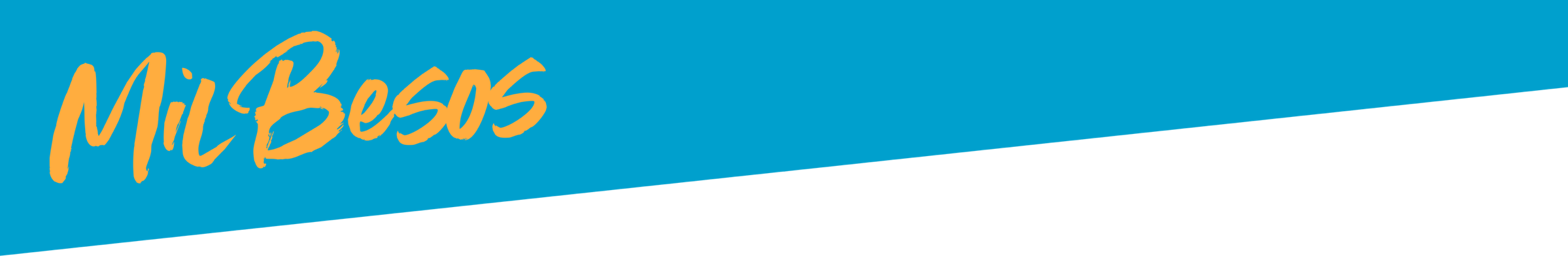 Gelbes Mil Besos Logo auf blauer Fläche